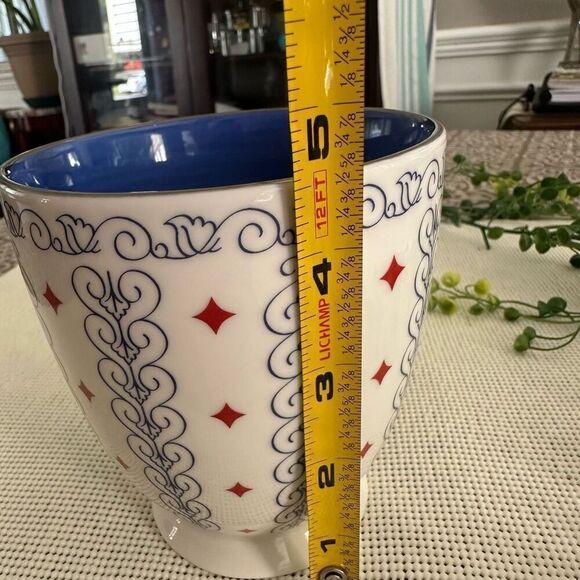 Starbucks 2003 Vintage Barista Collection Red White Blue Geometric Footed Mug - Picture 7 of 7